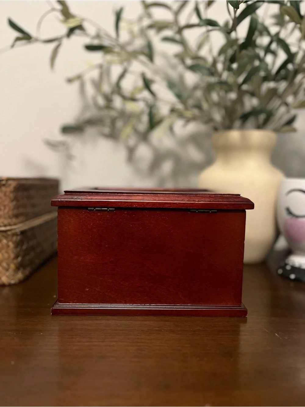 Croft and Barrow Jewelry Box with Floral Glass Inlay - Red Cherry